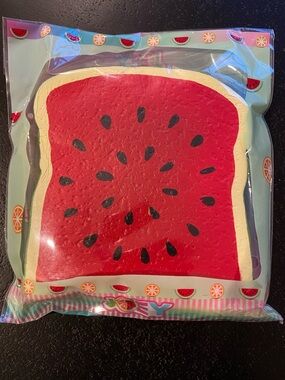 Joey watermelon bread slice squishy toy
